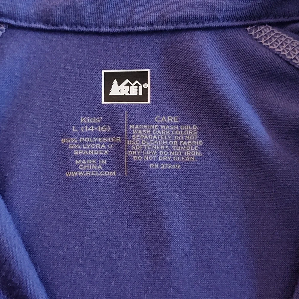 REI Kids Quarter Zip Shirt Size L 14-16 Base Layer Purple Activewear Fall Winter